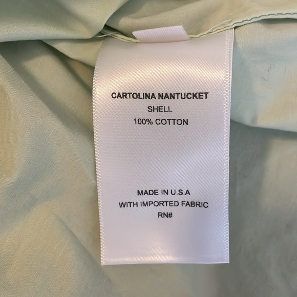 CARTOLINA NANTUCKET Light pistachio green poplin cotton lace trim ruffle blouse - Picture 5 of 6